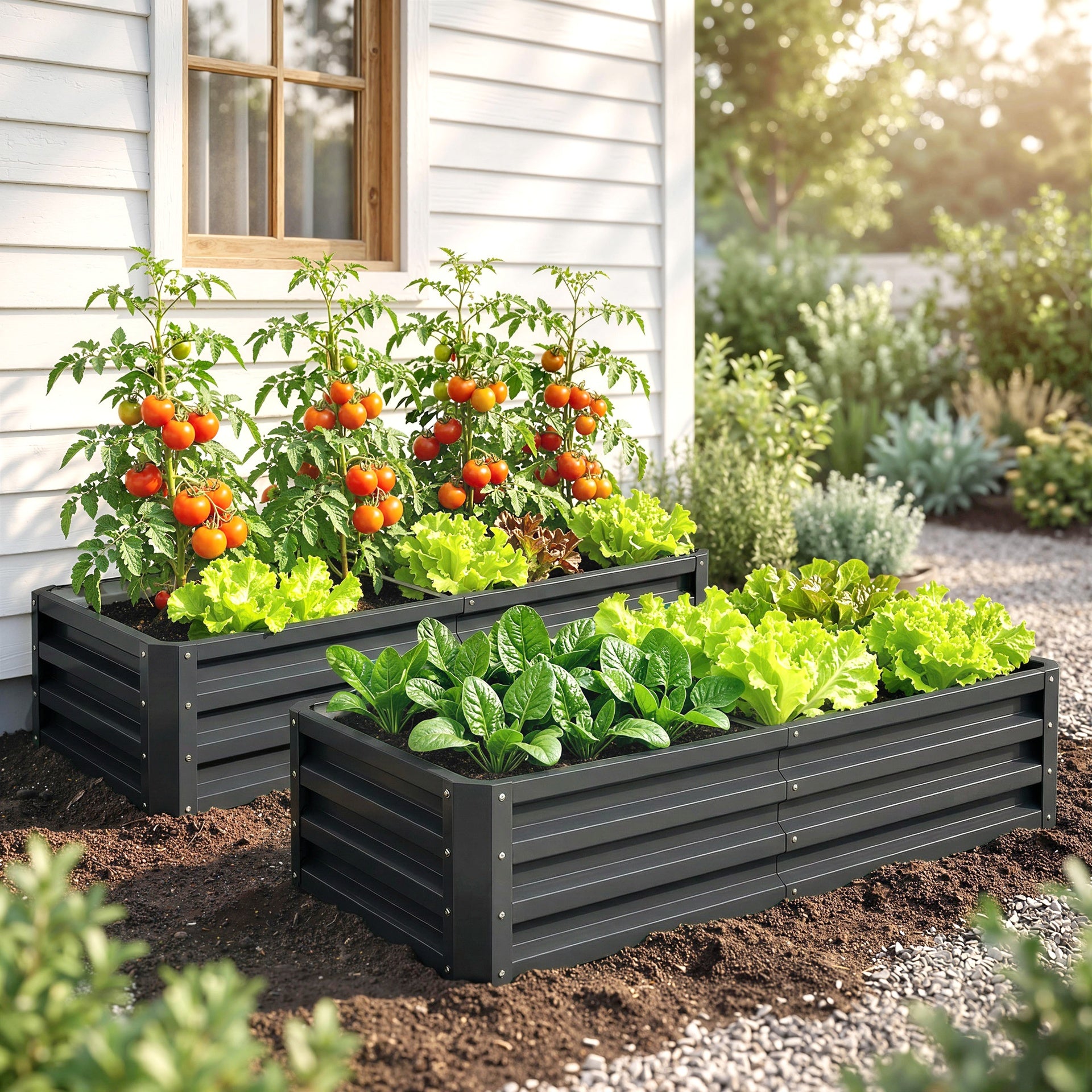 Outsunny Galvanized Raised Garden Bed, 4' x 2' x 1' Metal Planter Box, for Growing Vegetables, Flowers, Herbs, Succulents, Gray