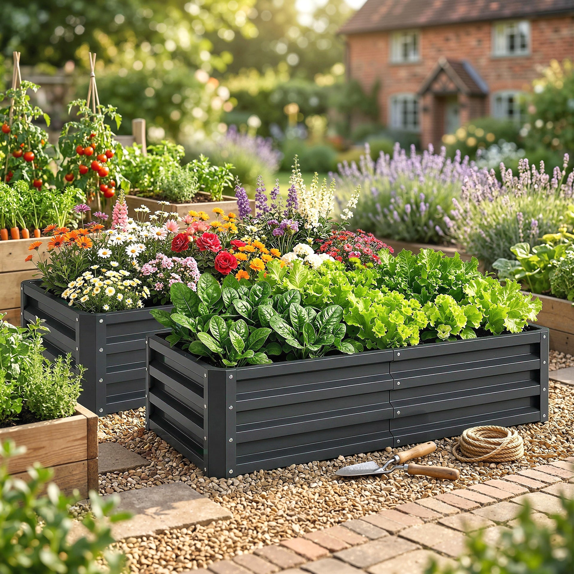 Outsunny Galvanized Raised Garden Bed, 4' x 2' x 1' Metal Planter Box, for Growing Vegetables, Flowers, Herbs, Succulents, Gray
