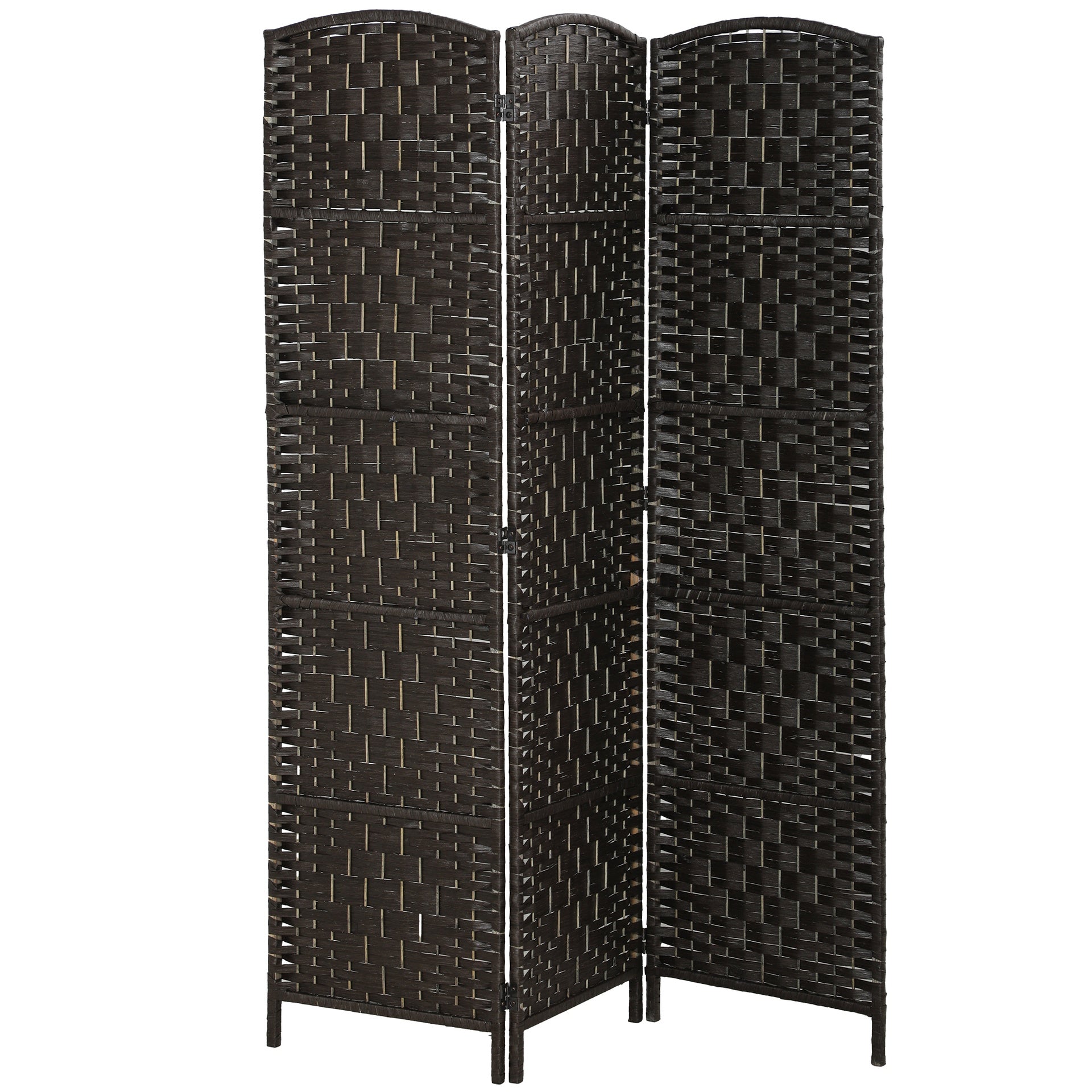 HOMCOM Room Divider, 3 Panel Folding Privacy Screen, 70.9" Tall Portable Weave Partition Wall Divider for Bedroom, Coffee