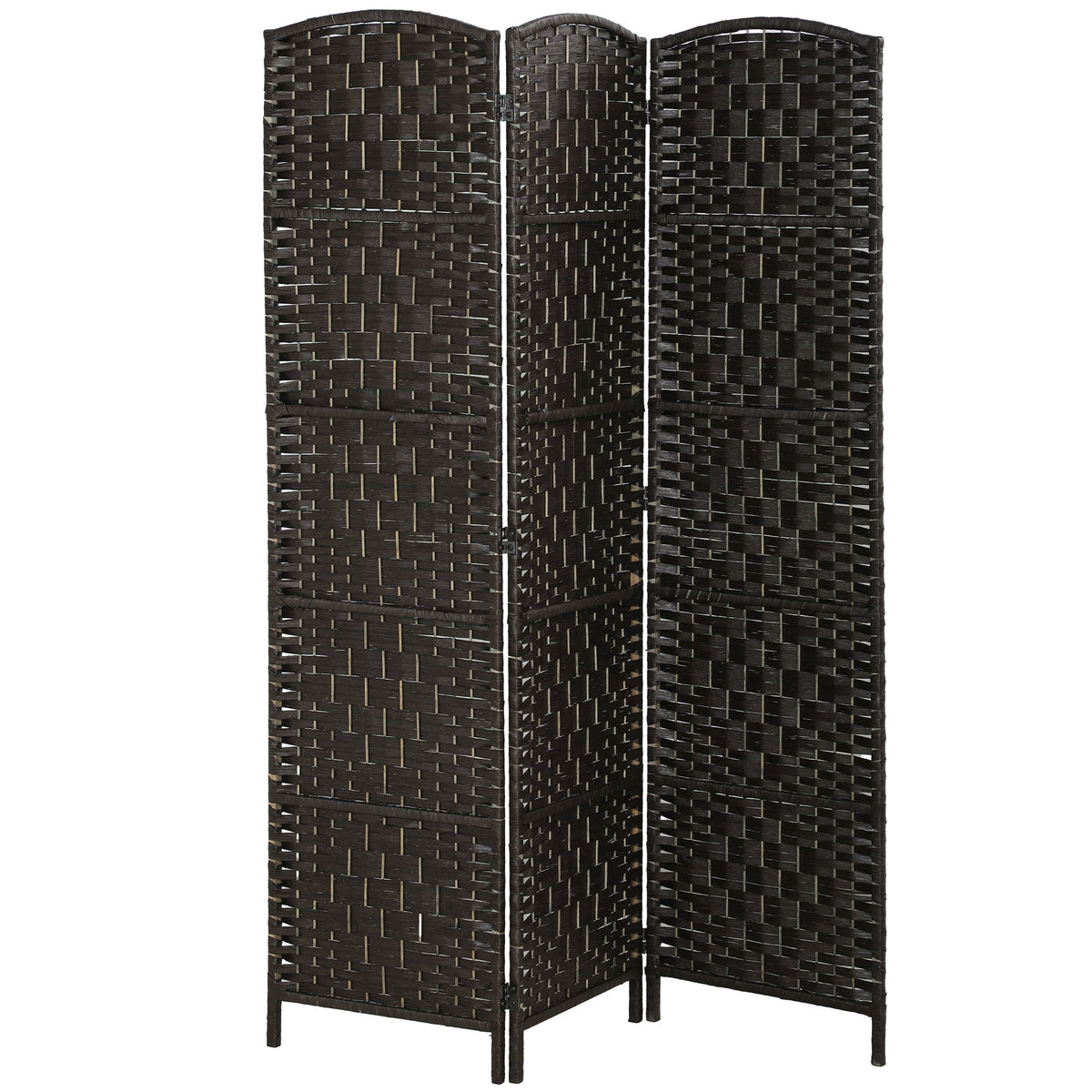 HOMCOM Room Divider, 3 Panel Folding Privacy Screen, 70.9" Tall Portable Weave Partition Wall Divider for Bedroom, Coffee