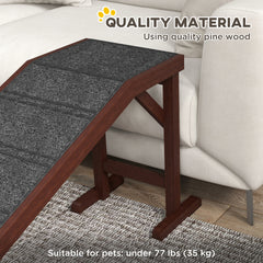 PawHut Dog Ramp for Bed, Pet Ramp for Dogs with Non-Slip Carpet and Top Platform, 74" x 16" x 25", Brown