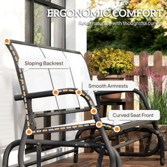 Outsunny 3-Person Outdoor Patio Glider Bench, Porch Glider Swing with 3 Seats, Breathable Mesh Fabric, Metal Frame, Cream White