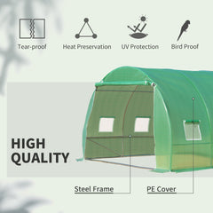 Outsunny 10' x 10' x 7' Walk-in Tunnel Greenhouse with High-Quality Transparent PE Cover, Zipper Doors & Windows