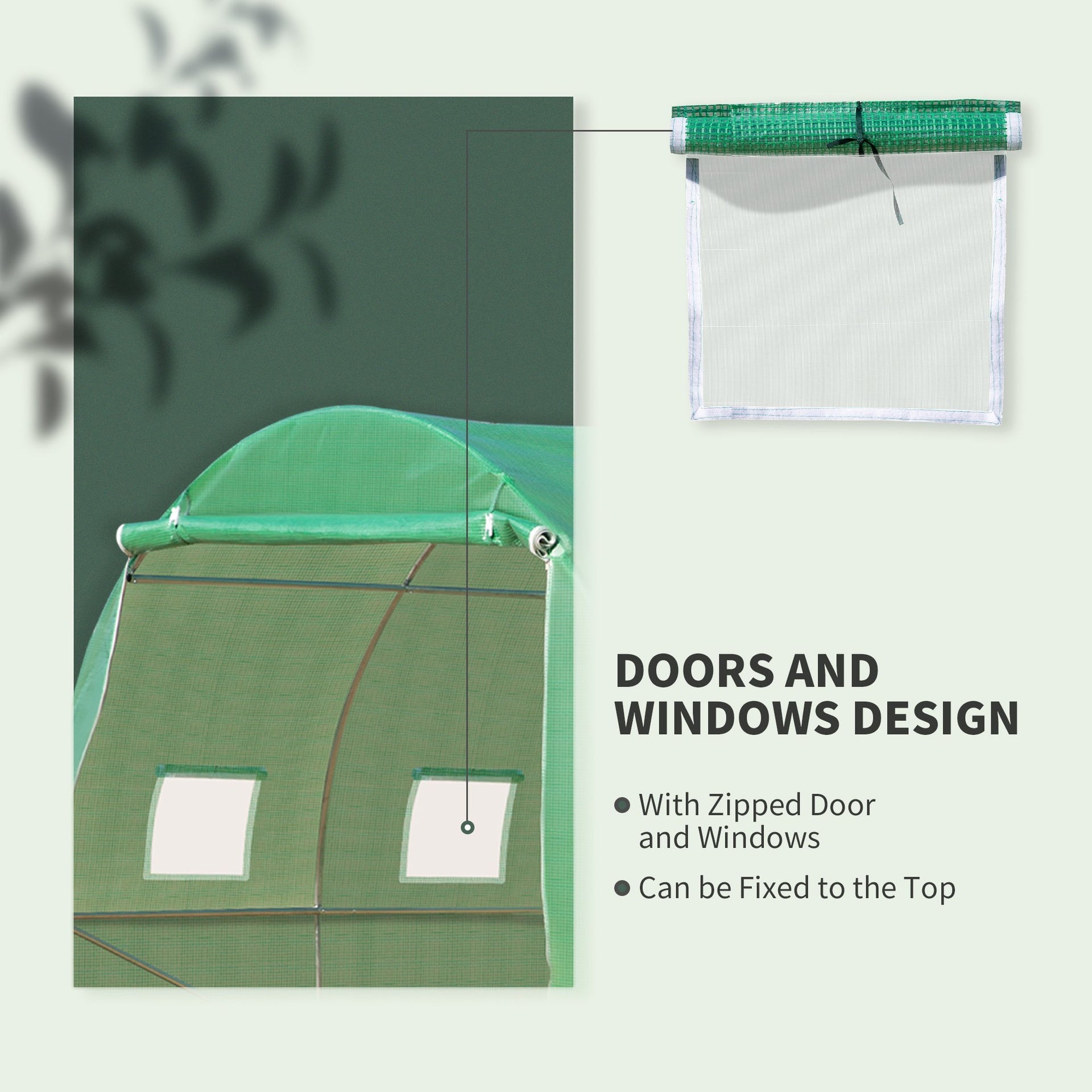 Outsunny 10' x 10' x 7' Walk-in Tunnel Greenhouse with High-Quality Transparent PE Cover, Zipper Doors & Windows