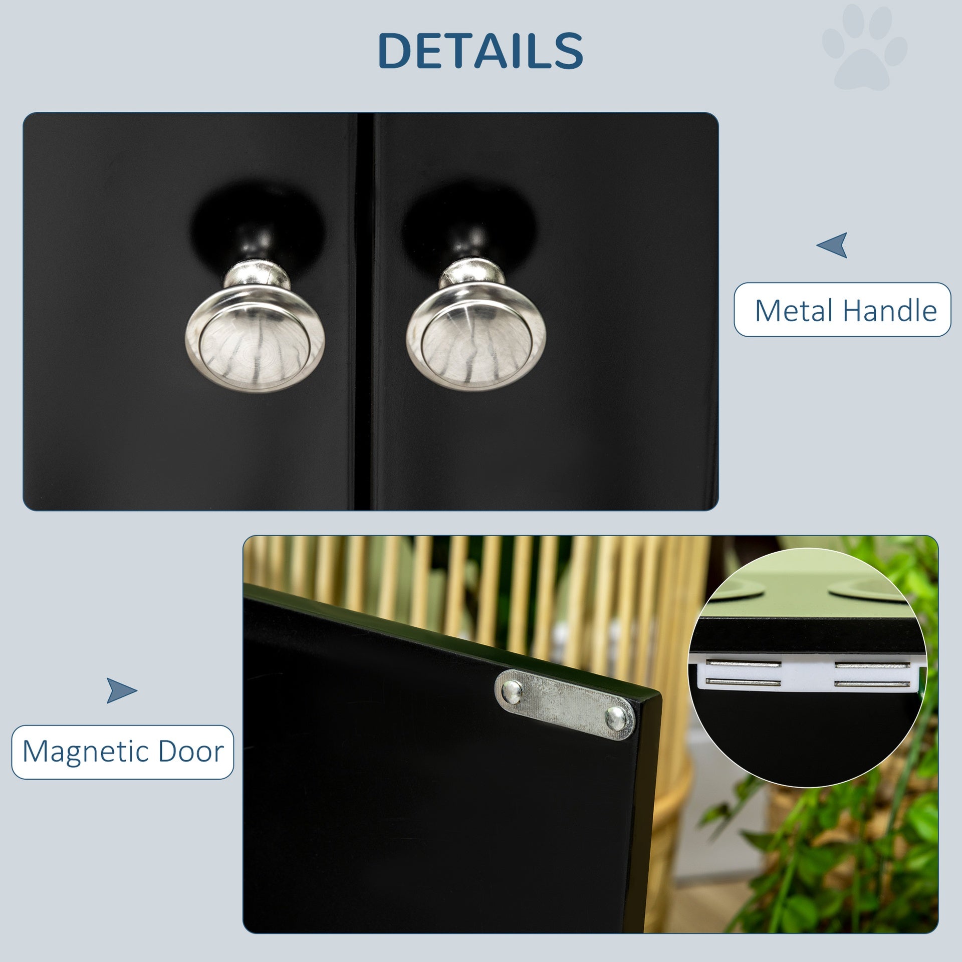 PawHut Large Elevated Dog Bowls with Storage Cabinet Containing Large 44L Capacity, Raised Dog Bowl Stand Pet Food Bowl Pet Feeding Station, Black