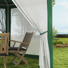 Outsunny 13' x 11' Outdoor Party Tent, Hexagon Sun Shade Shelter Canopy w/ Protective Mesh Sidewalls, Ropes & Stakes, Green