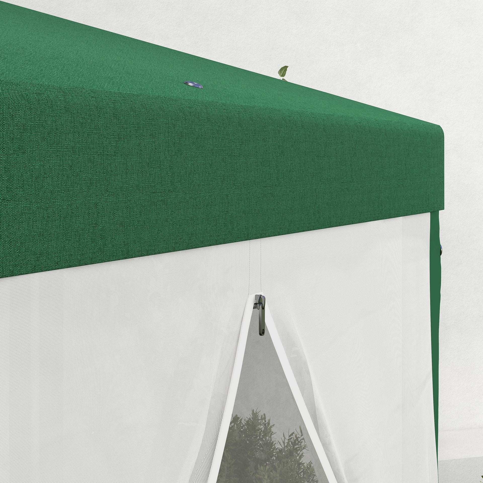 Outsunny 13' x 11' Outdoor Party Tent, Hexagon Sun Shade Shelter Canopy w/ Protective Mesh Sidewalls, Ropes & Stakes, Green