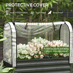 Outsunny Raised Garden Bed with Legs and Cover, Metal Elevated Planter Box with Bottom Shelf and Liner for Vegetables, Black