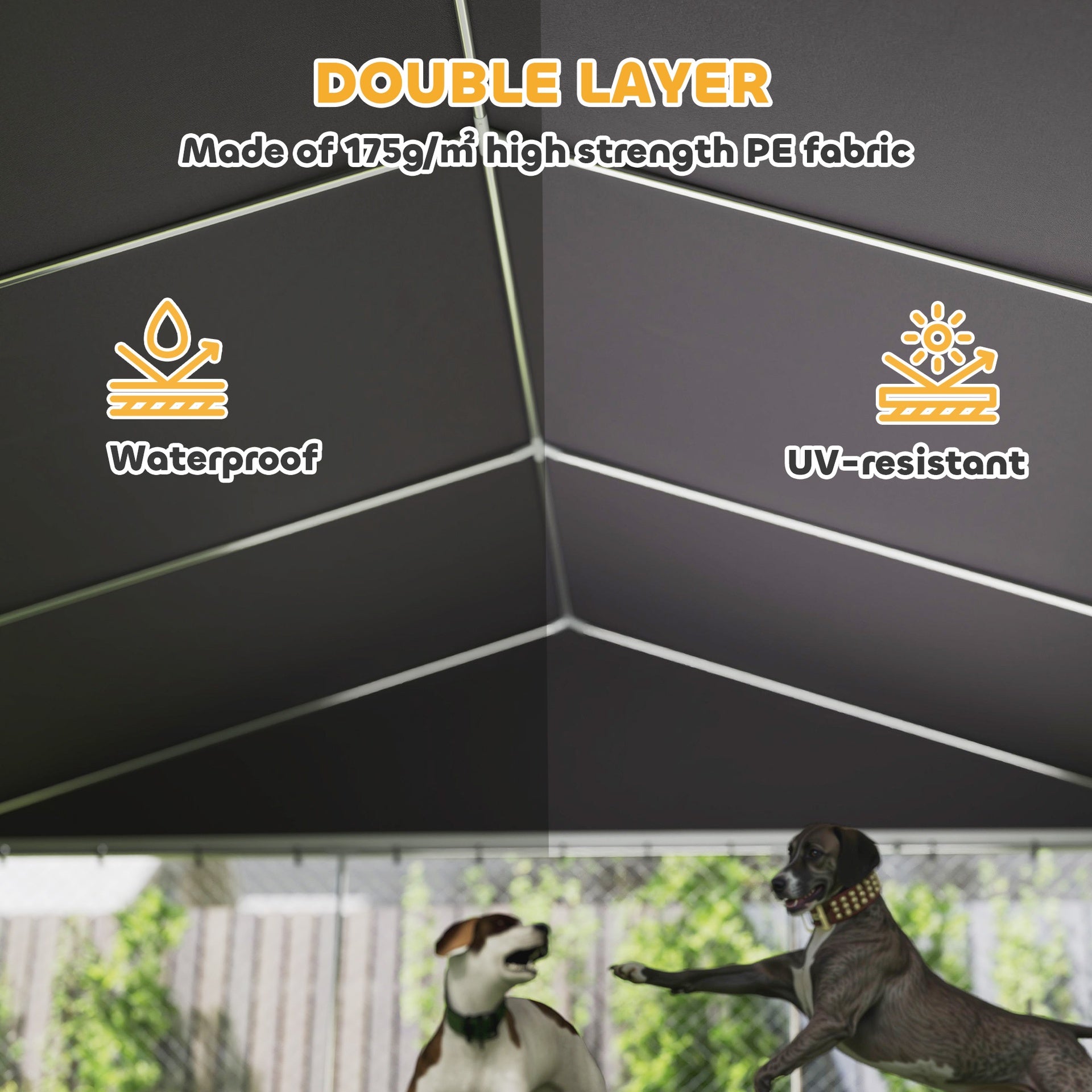 PawHut Heavy Duty Outdoor Dog Kennel with Waterproof Roof, Secure Latch, Chain Link Dog Run for Backyard, 19.7' x 19.7' x 8.9'