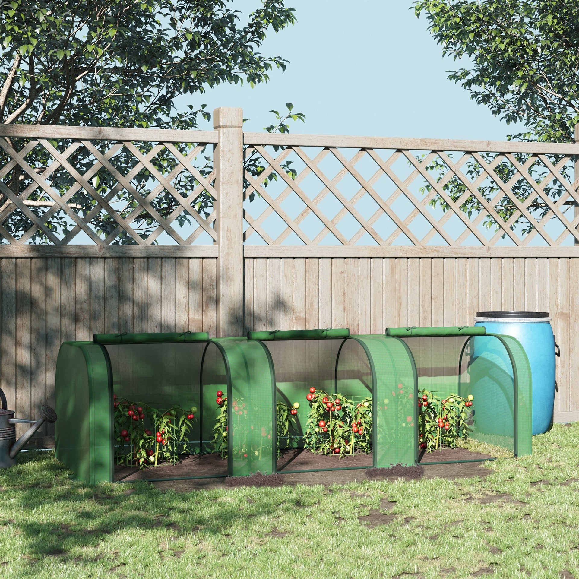 Outsunny 9.7' L x 3' W x 2.5' H Portable Tunneled Greenhouse with 3 Zippered Doors, Water/UV Fighting PE Cover