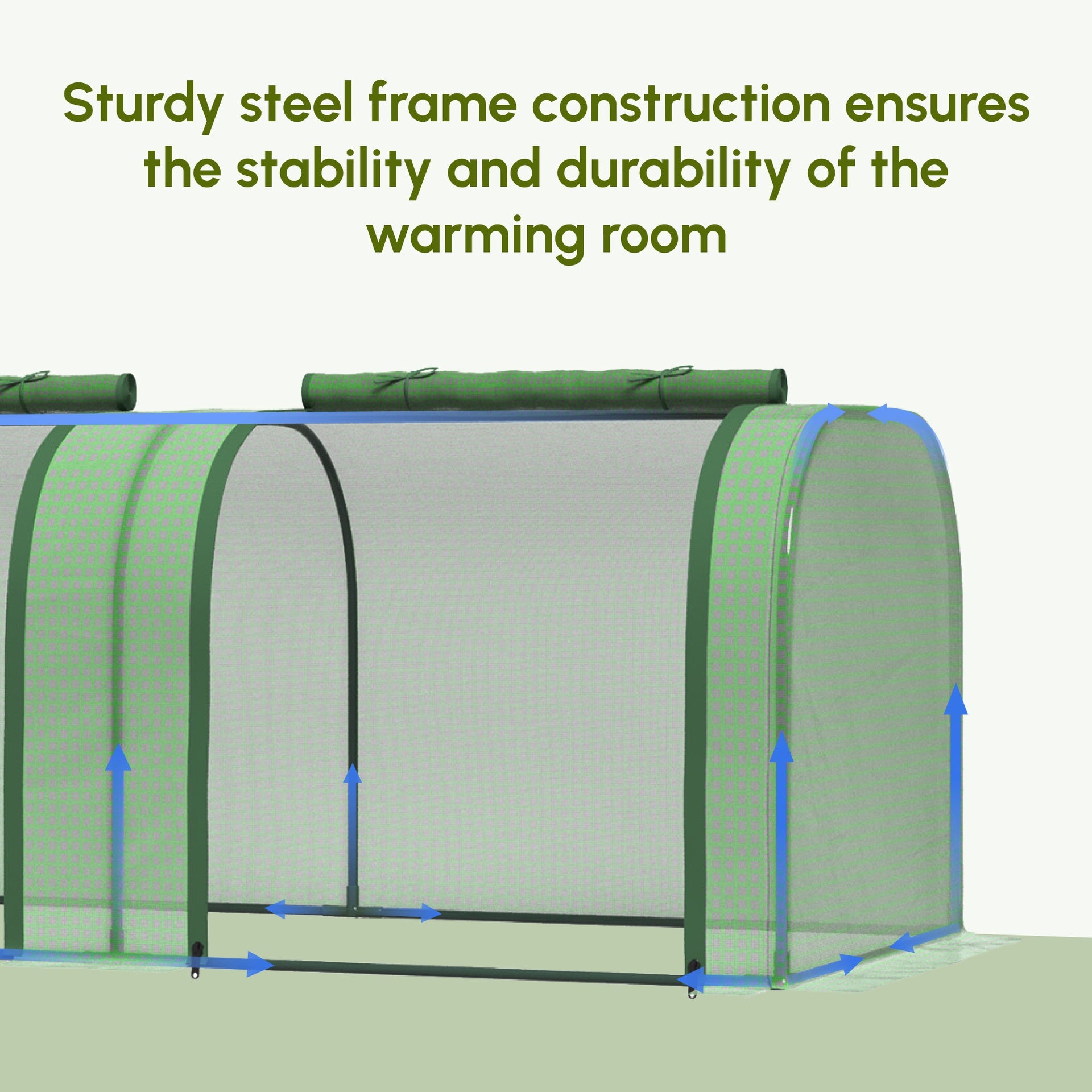 Outsunny 9.7' L x 3' W x 2.5' H Portable Tunneled Greenhouse with 3 Zippered Doors, Water/UV Fighting PE Cover