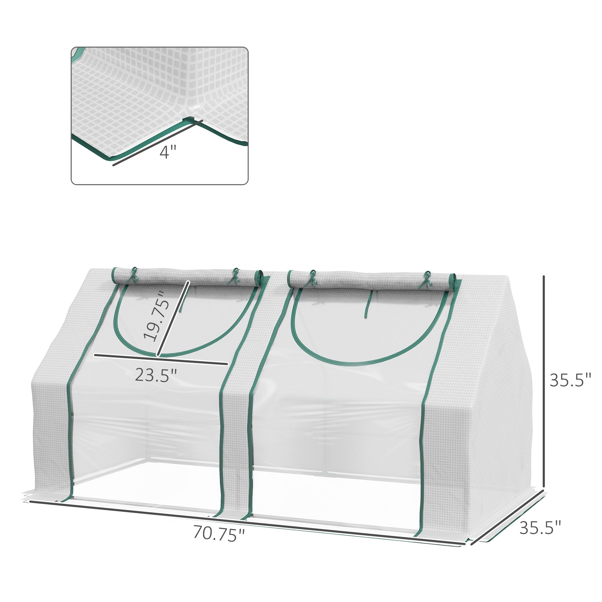 Outsunny 6' x 3' x 3' Portable Greenhouse, Garden Hot House with Two PE/PVC Covers and 2 Roll Up Windows, Clear