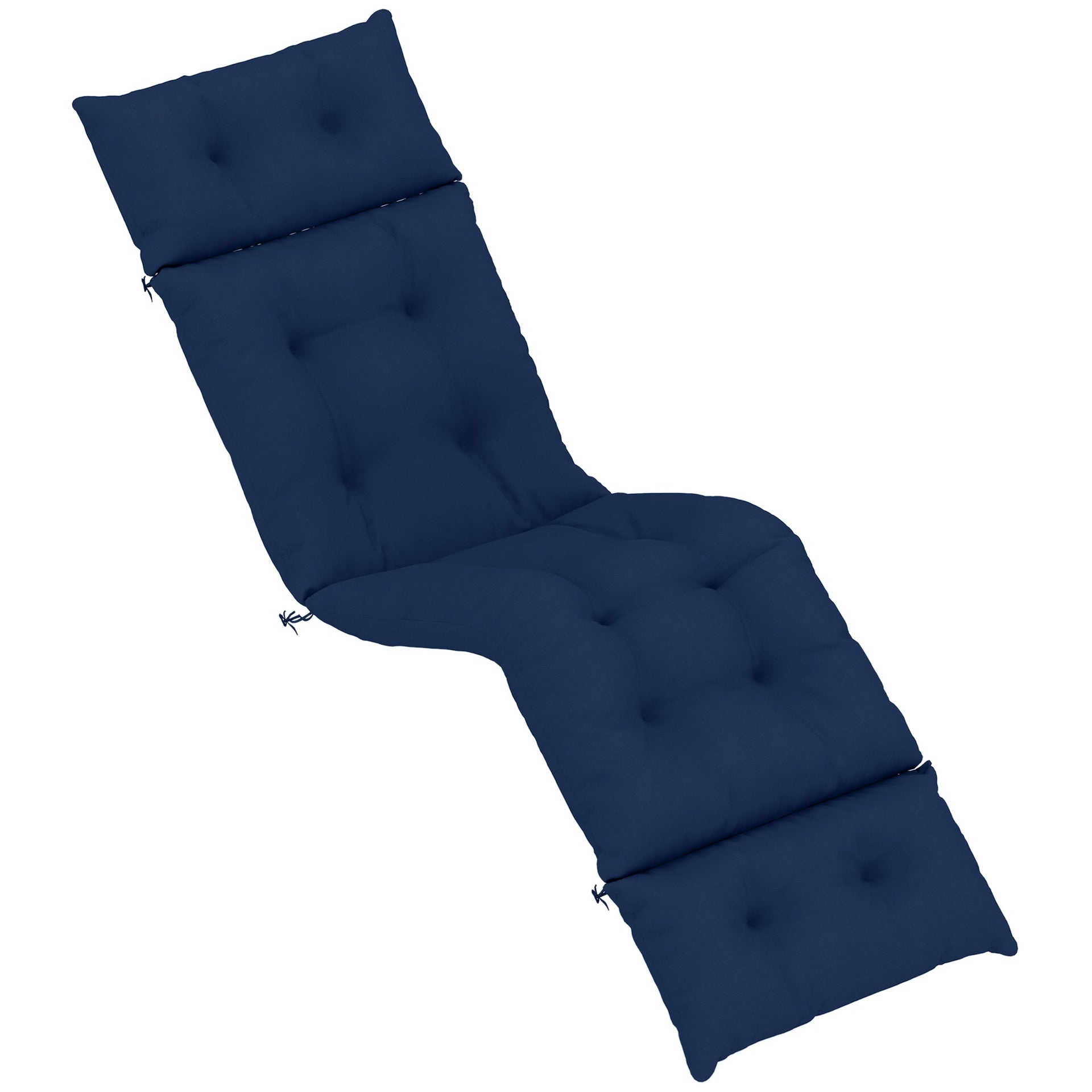 Outsunny Outdoor Chaise Lounge Cushion, Tufted Thick Patio Lounge Chair Cushion with Ties, 74.8 in. x 22 in. x 4 in., Navy Blue