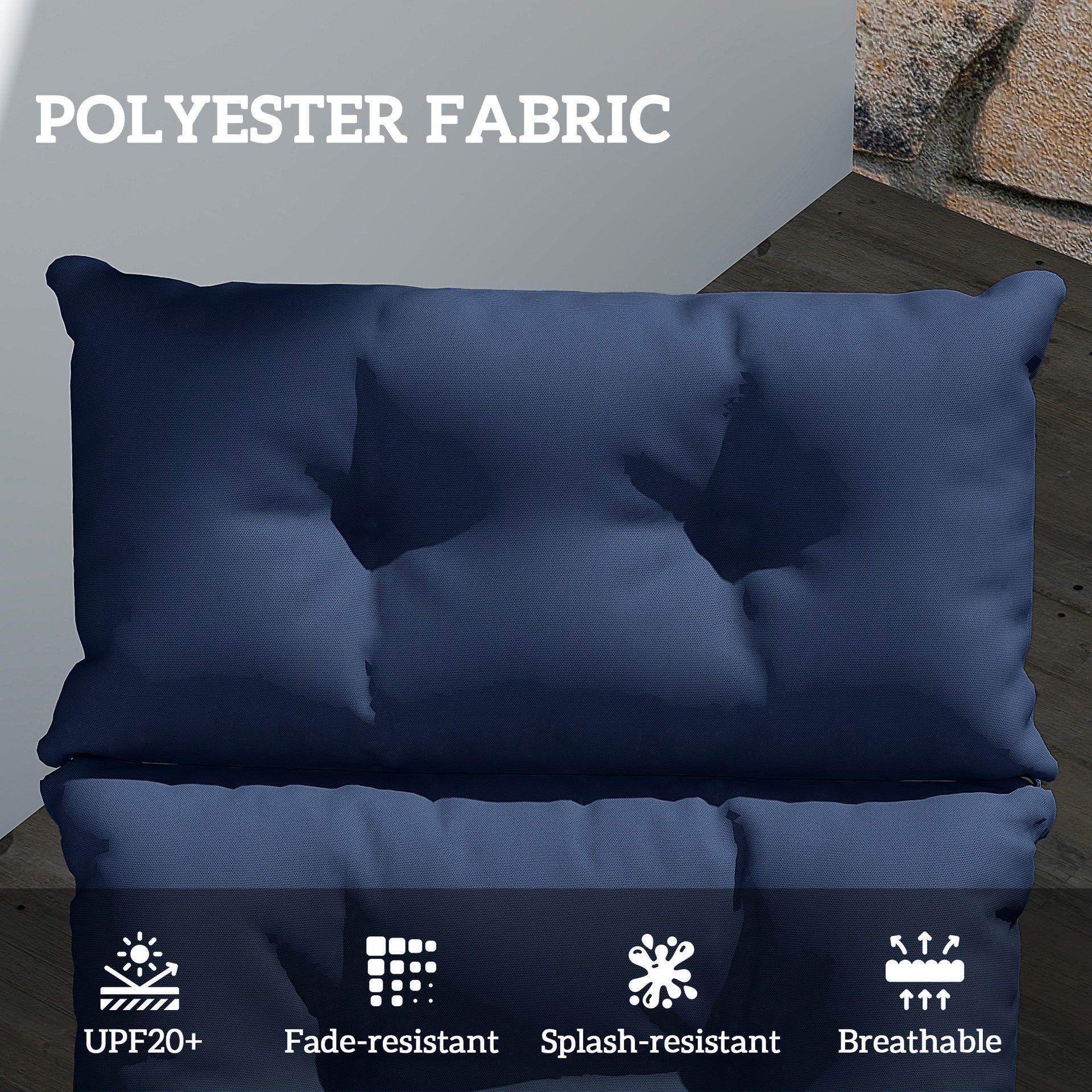 Outsunny Outdoor Chaise Lounge Cushion, Tufted Thick Patio Lounge Chair Cushion with Ties, 74.8 in. x 22 in. x 4 in., Navy Blue