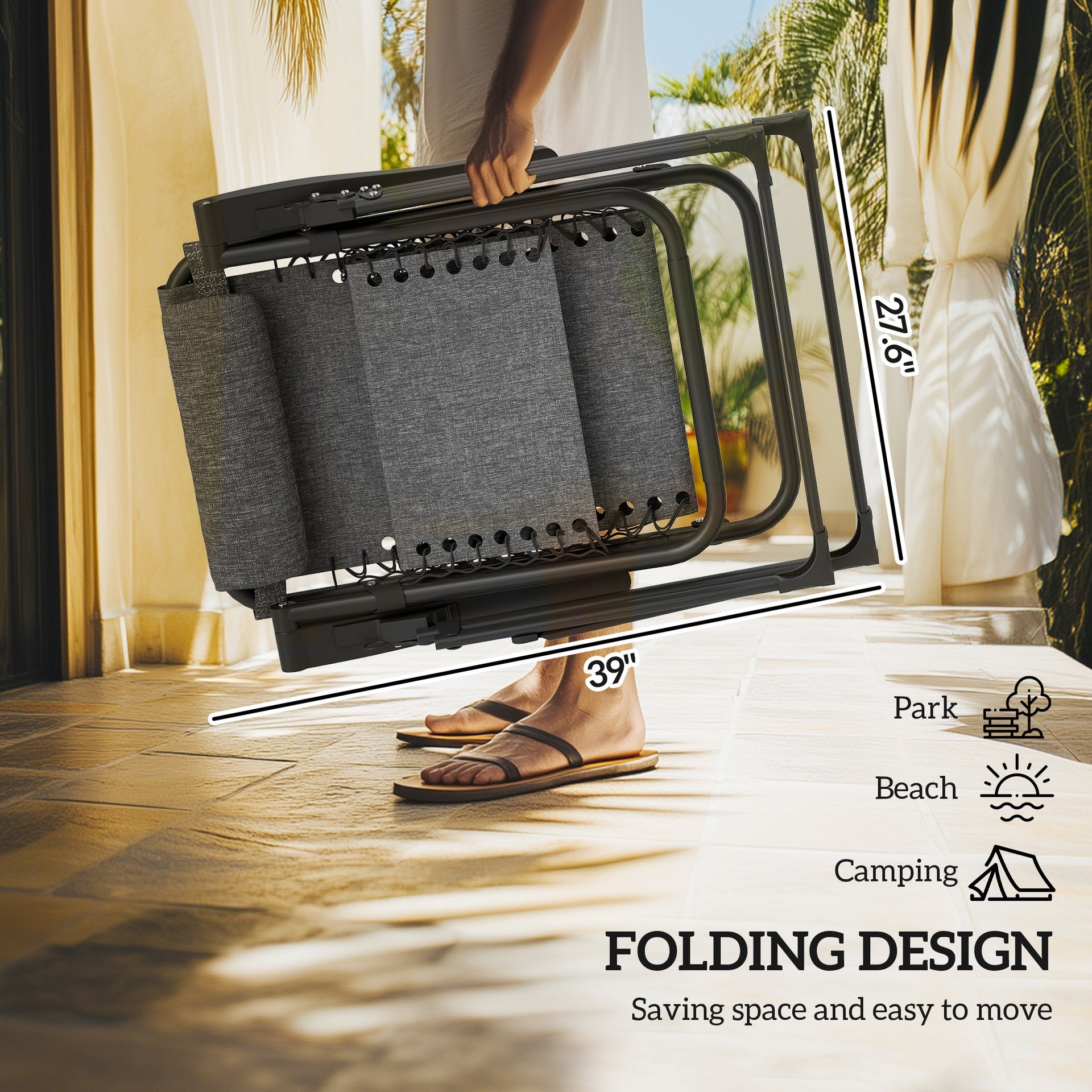 Outsunny Padded Zero Gravity Chair, Folding Recliner Chair with Cup Holder Cushion, Black