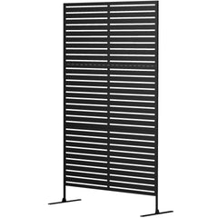 Outsunny Decorative Privacy Fence Screen, Metal Outdoor Privacy Screen Climbing Plant Trellis with Stand, 78" H x 48" W, Black