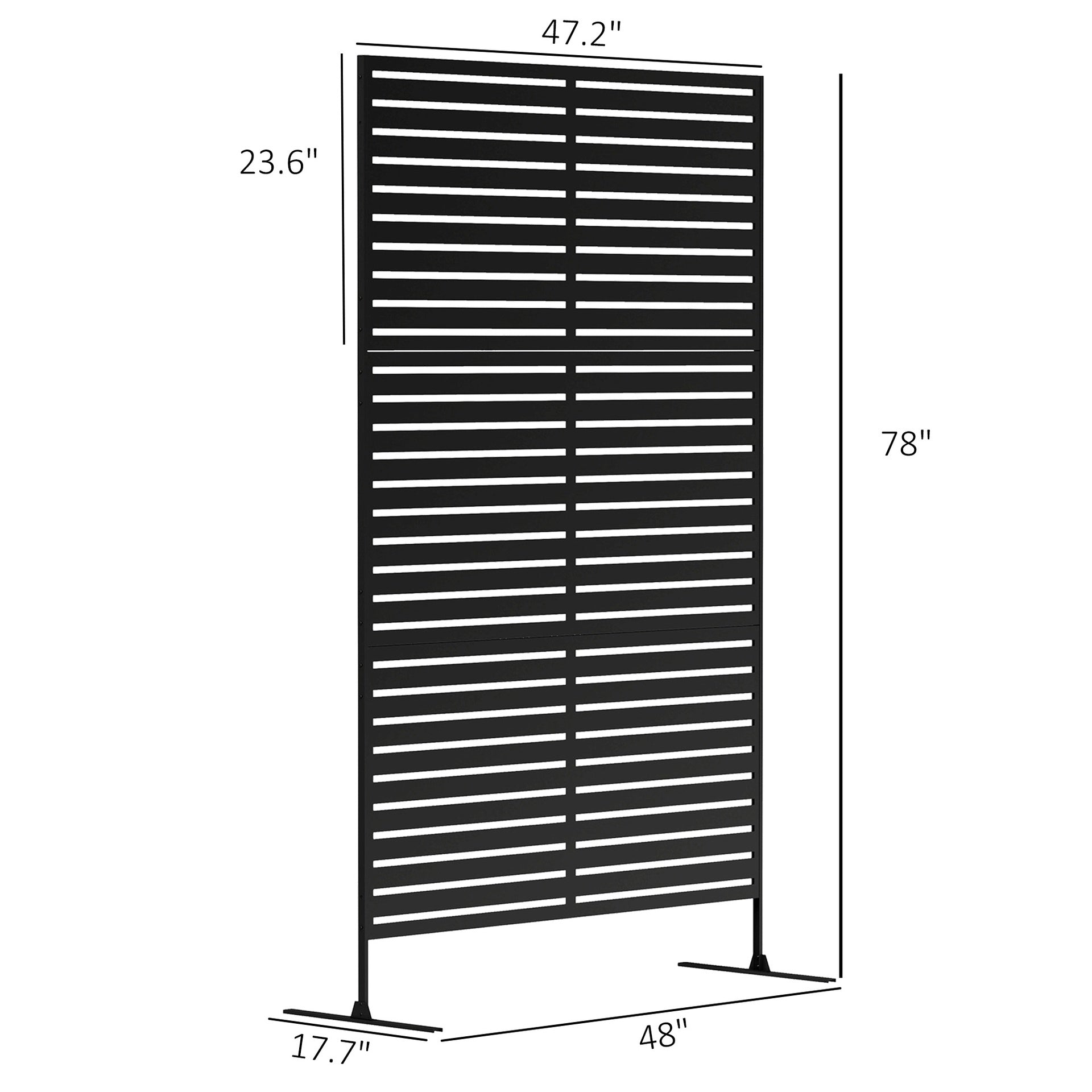 Outsunny Decorative Privacy Fence Screen, Metal Outdoor Privacy Screen Climbing Plant Trellis with Stand, 78" H x 48" W, Black