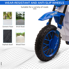 Aosom 12V Kids Motorcycle w/ Treaded Tires, 5mph Top Speed Electric Bike for Kids, Ride On Motorcycle w/ Training Wheels, Battery Charger, Spring Suspension, Blue