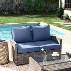Outsunny Patio Chair Cushions Set of 2 with Seat & Backrest, Fade Resistant Seat Replacement Cushion Set, Blue