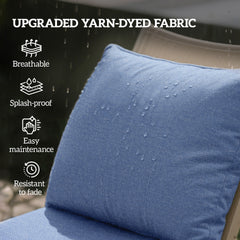 Outsunny Patio Chair Cushions Set of 2 with Seat & Backrest, Fade Resistant Seat Replacement Cushion Set, Blue