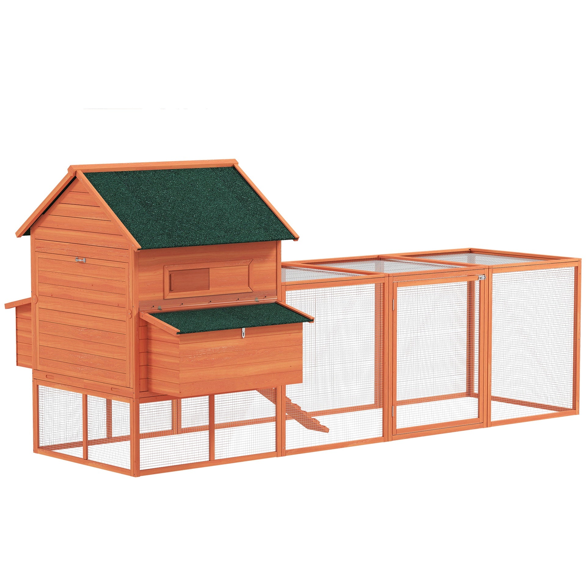 PawHut 137" Wooden Chicken Coop for 4-6 Chickens, Backyard, Orange