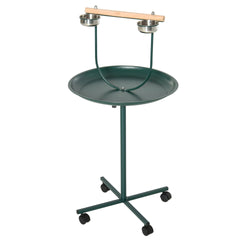 PawHut 48" Rolling T-Stand, Parrot Stand, Bird Training Activity Playground With Wheels and Perch,, Bird Play Perch, Green