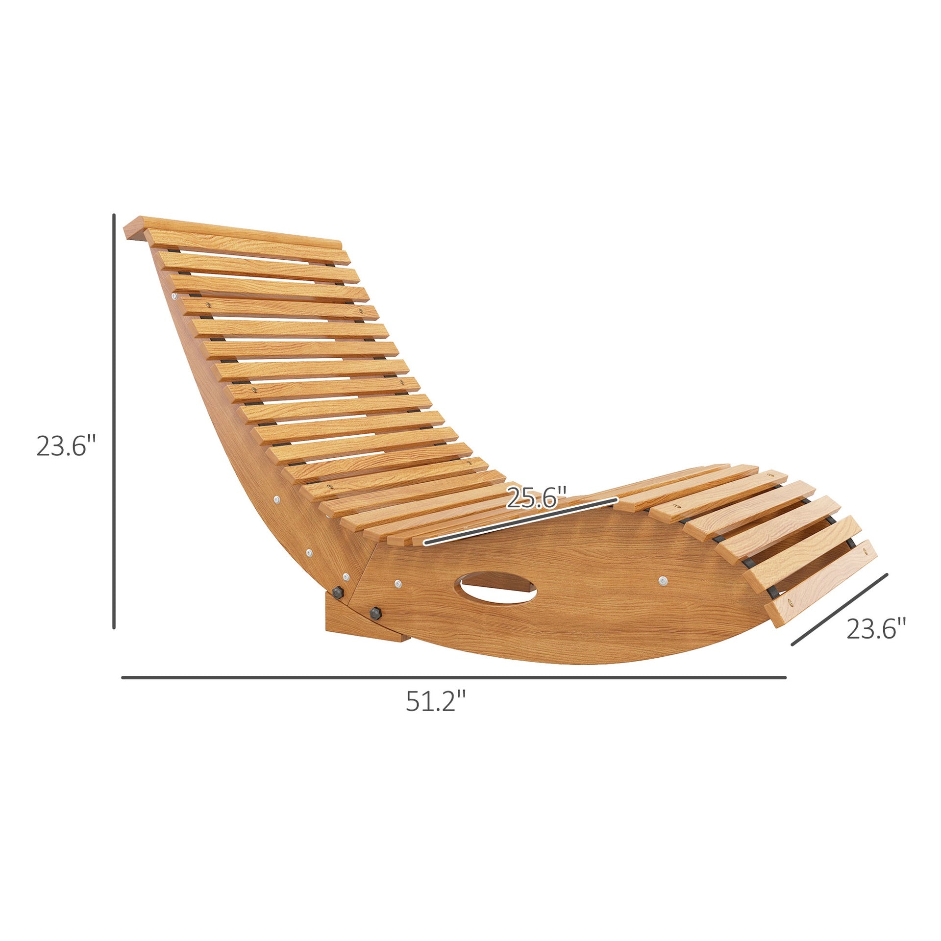 Outsunny Outdoor Rocking Chair w/ Slatted Seat, Wooden Rocking Chair, 51.25" x 23.5" x 23.5", Teak