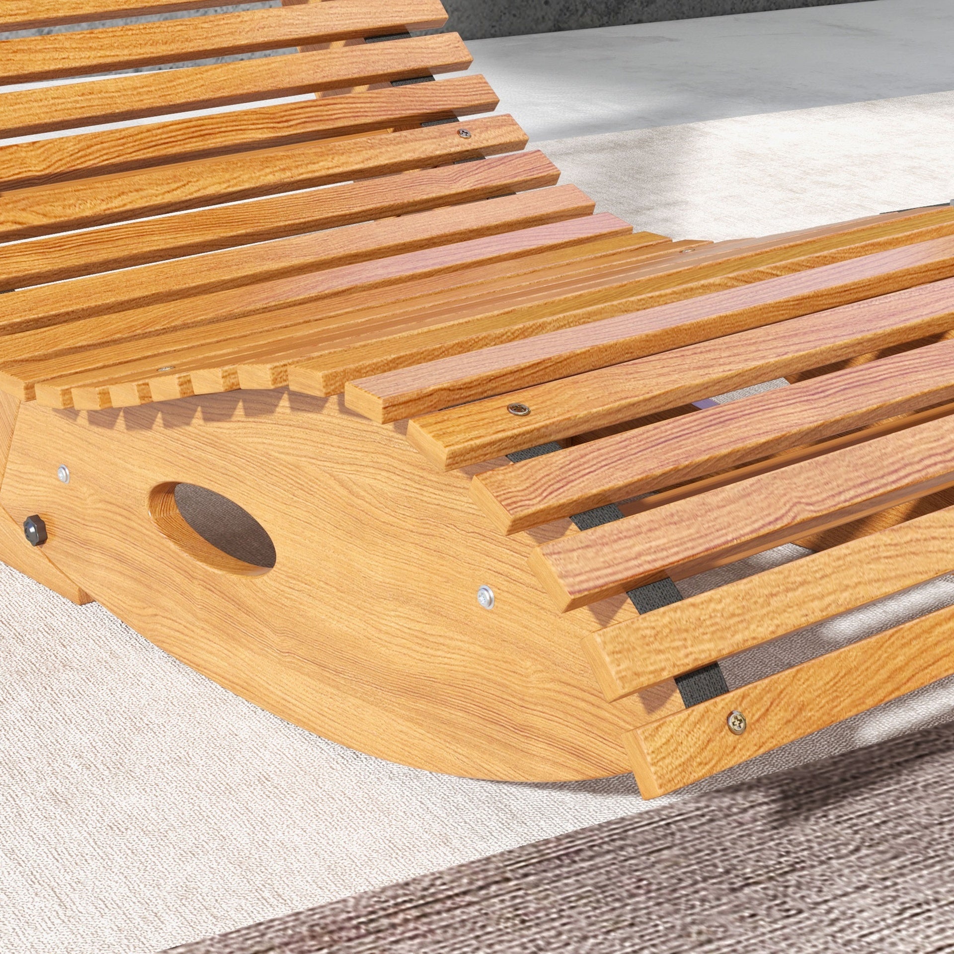 Outsunny Outdoor Rocking Chair w/ Slatted Seat, Wooden Rocking Chair, 51.25" x 23.5" x 23.5", Teak
