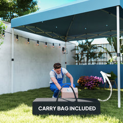 Outsunny 10' x 10' Pop Up Canopy Tent with 2 Half Sidewalls, UV50+ Instant Sun Shelter with Wheeled Carry Bag, Sea Blue