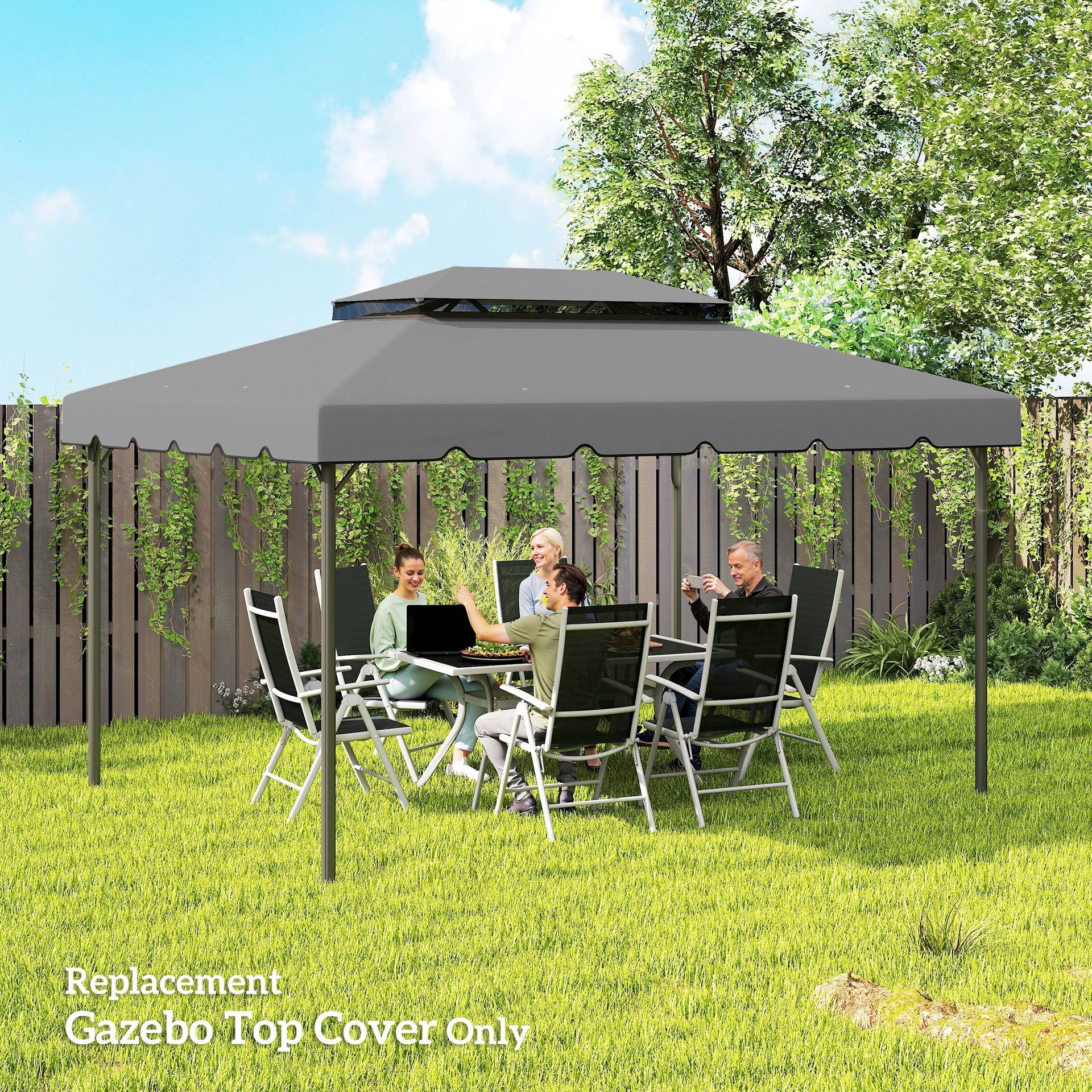 Outsunny Model 84C-101 or 84C-144 13' x 10' Gazebo Replacement Canopy, Gazebo Top with Double Vented Roof (TOP ONLY), Gray