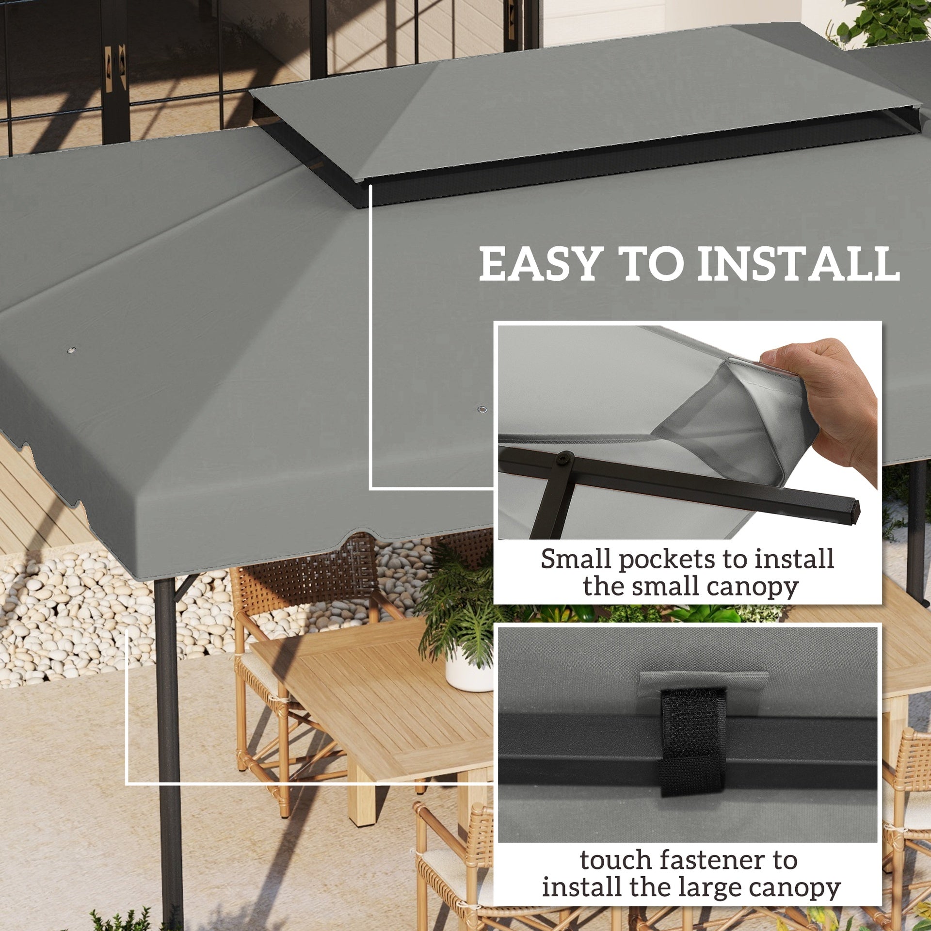 Outsunny Model 84C-101 or 84C-144 13' x 10' Gazebo Replacement Canopy, Gazebo Top with Double Vented Roof (TOP ONLY), Gray