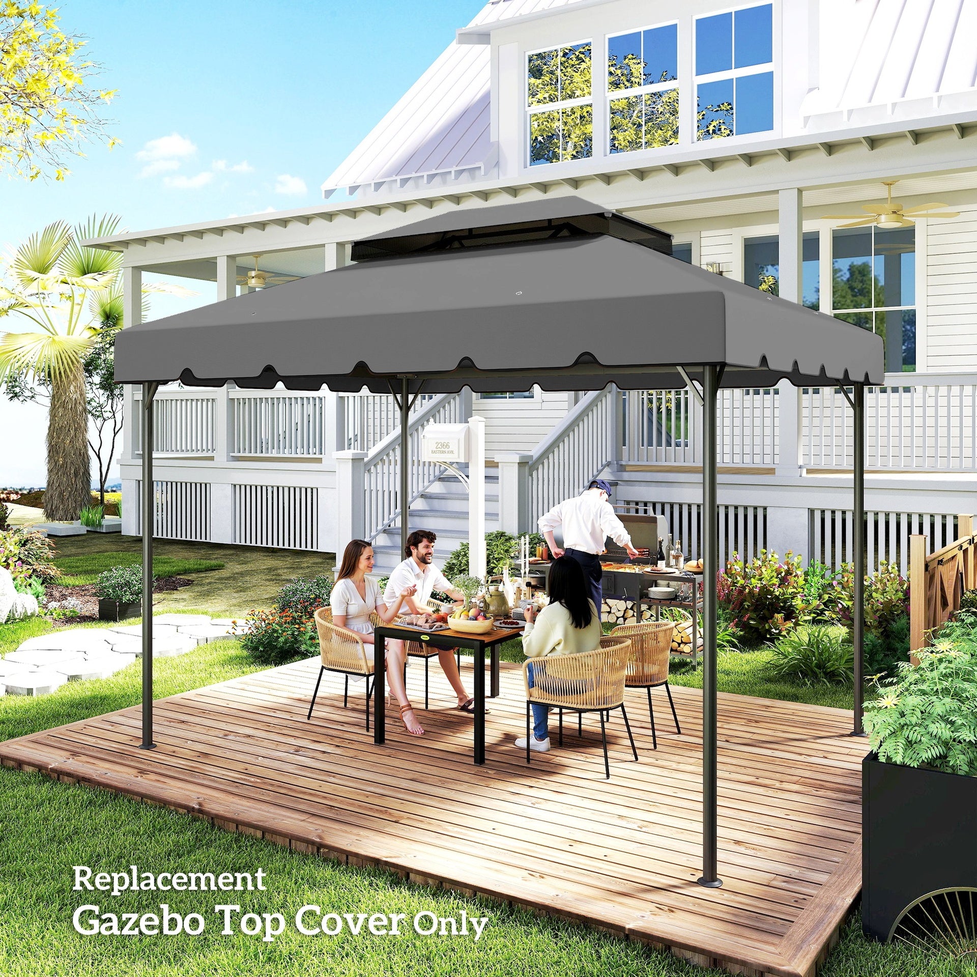 Outsunny Model 84C-101 or 84C-144 13' x 10' Gazebo Replacement Canopy, Gazebo Top with Double Vented Roof (TOP ONLY), Gray