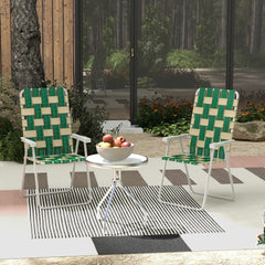 Outsunny Set of 2 Patio Folding Chairs, Classic Outdoor Camping Chairs, Portable Lawn Chairs w/ Armrests, Green