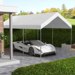 Outsunny 20' x 10' Carport Replacement Canopy for Model 84C-207WT or 84C-386V00WT with Ball Bungee Cords, White (Only Cover)