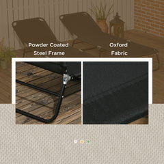Outsunny 2 Piece Folding Chaise Lounge Pool Chairs, Outdoor Sun Tanning Chairs with 5-Level Reclining Back, Steel Frame for Beach, Yard, Patio, Black
