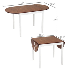 HOMCOM 55" Wood Kitchen Table, Drop Leaf Tables for Small Spaces, Brown
