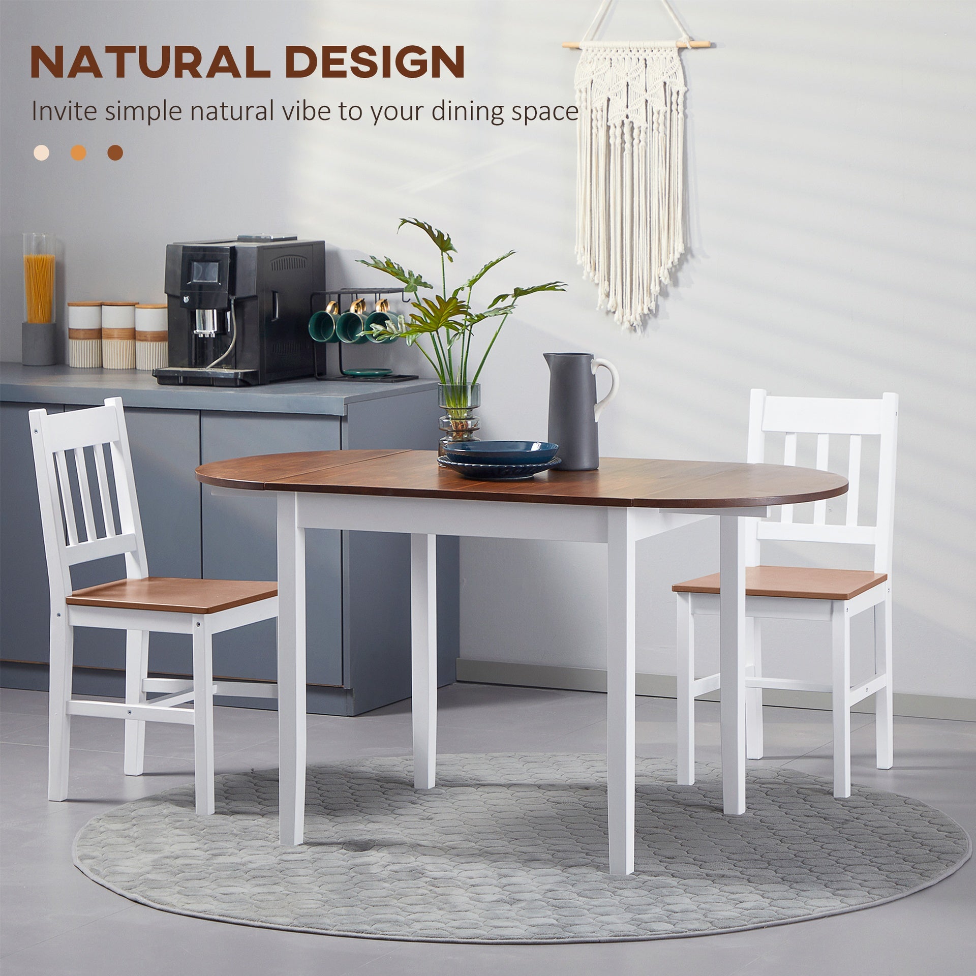 HOMCOM 55" Wood Kitchen Table, Drop Leaf Tables for Small Spaces, Brown