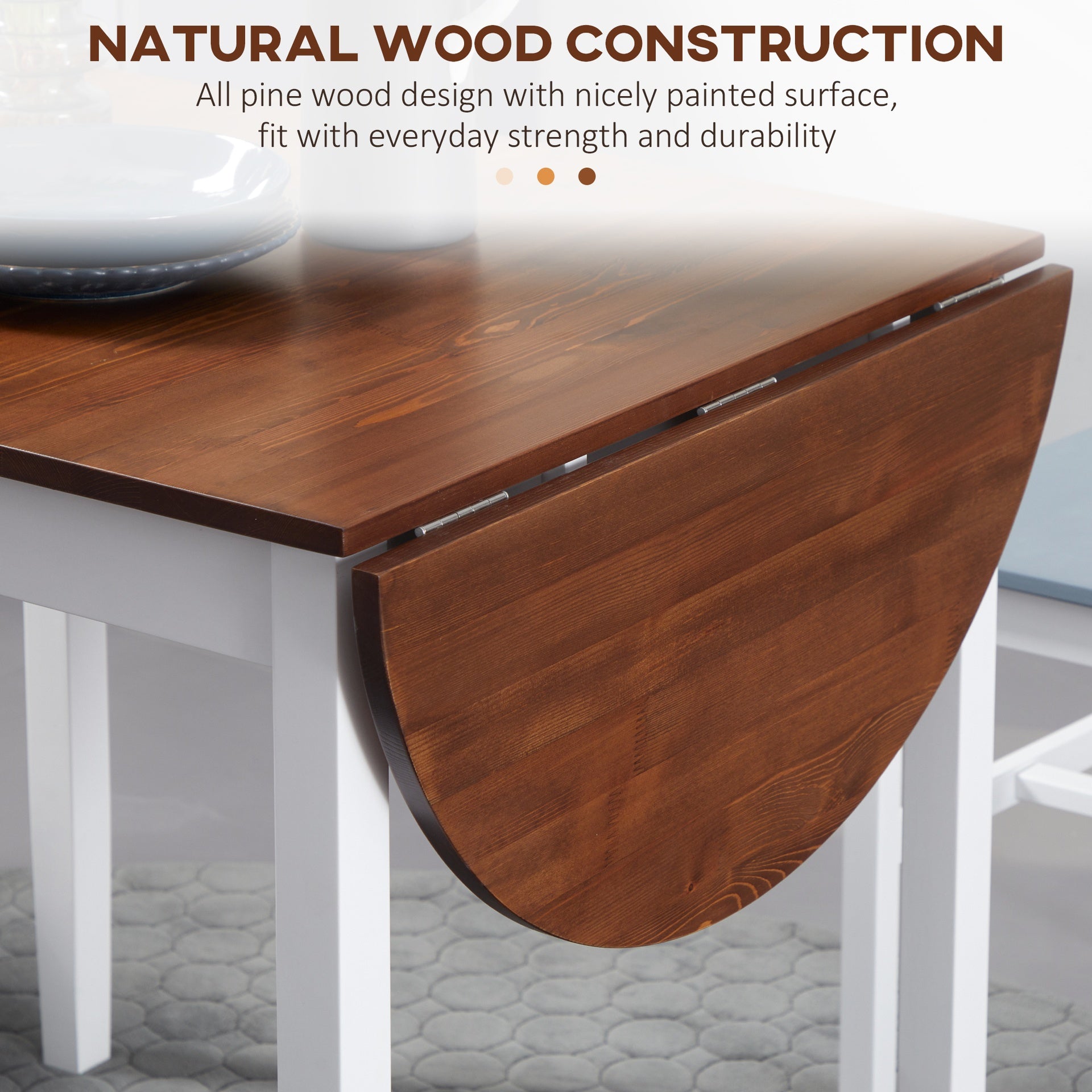 HOMCOM 55" Wood Kitchen Table, Drop Leaf Tables for Small Spaces, Brown