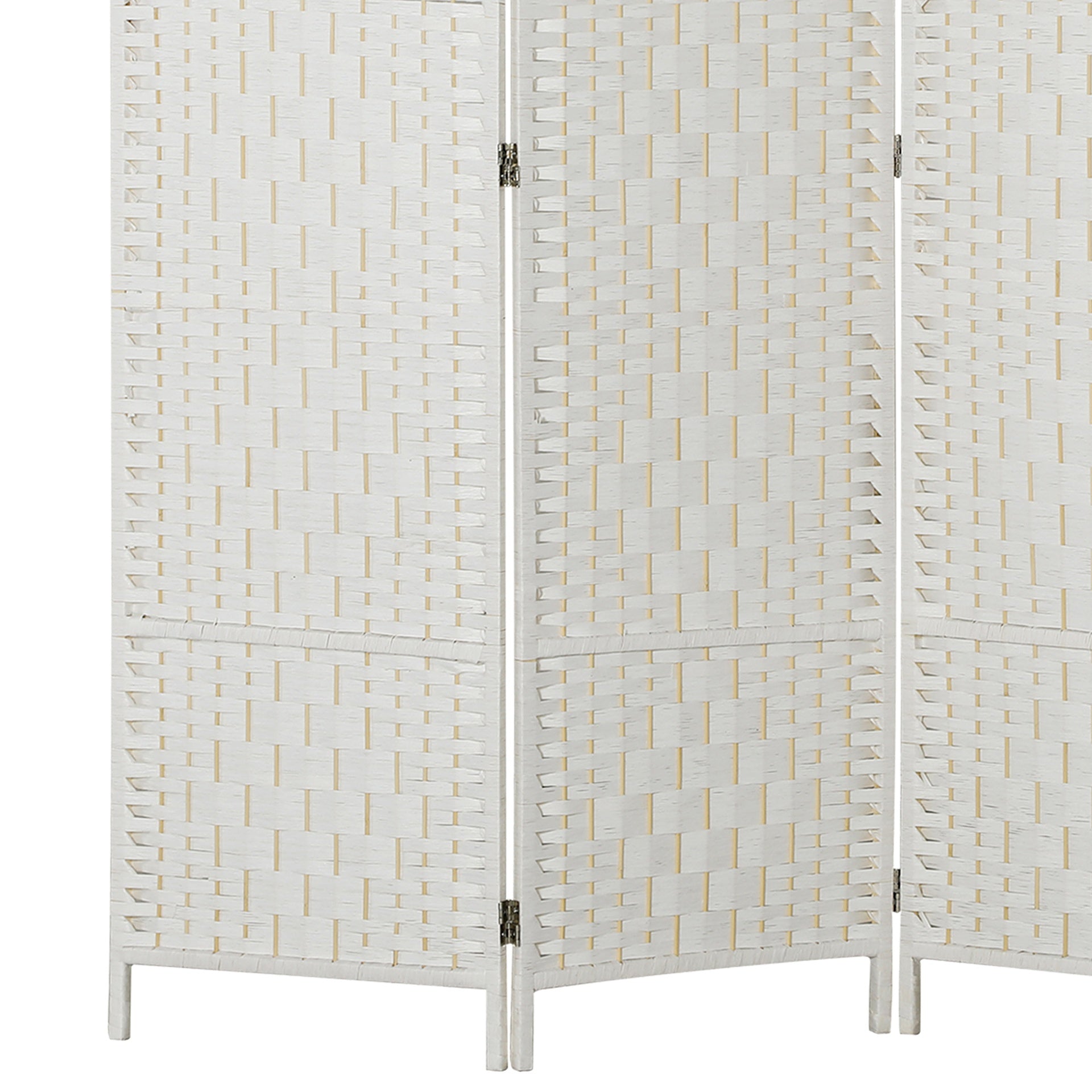 HOMCOM Room Divider, 3 Panel Folding Privacy Screen, 6FT Tall Portable Weave Partition Wall Divider for Bedroom, White