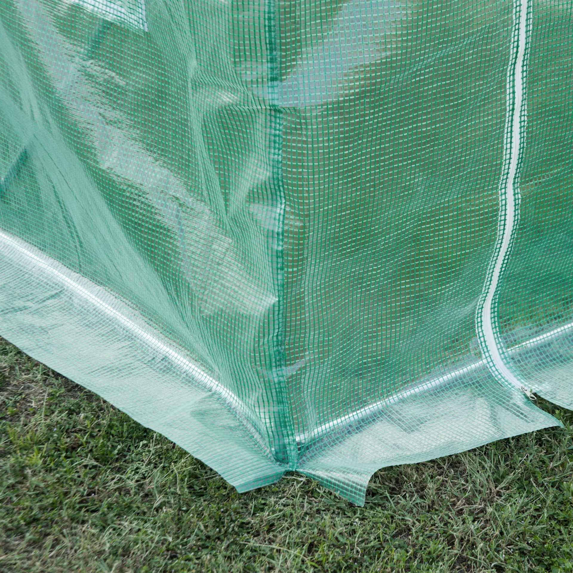 Outsunny 9.8' x 6.6' x 6.6' Plastic Greenhouse Cover Replacement, Heavy Duty Waterproof Tarp for Hoop House, Sheeting with 6 Windows, Door & Reinforcement Grid, Green