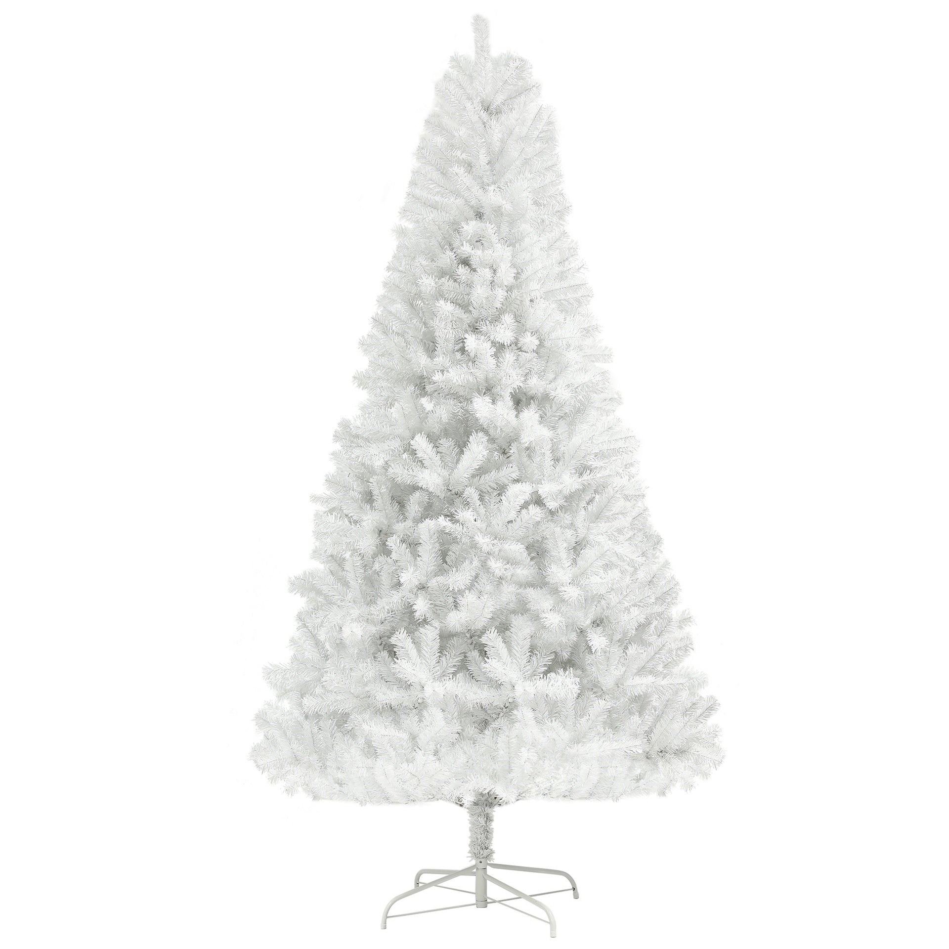 HOMCOM 6ft Unlit Artificial White Christmas Tree, Holiday Decor with 1000 Branch Tips, Auto Open and Steel Base