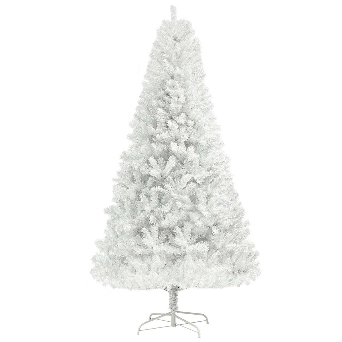 HOMCOM 6ft Unlit Artificial White Christmas Tree, Holiday Decor with 1000 Branch Tips, Auto Open and Steel Base