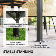 Outsunny 10' x 12' Outdoor Patio Gazebo, Soft Top Gazebo Canopy Shelter with Curtains, Netting, Steel Frame, Hooks, Dark Gray