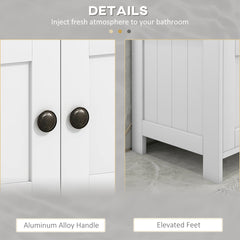kleankin Pedestal Sink Storage Cabinet, Bathroom Under Sink Cabinet with 2 Doors and Open Shelf, Bathroom Vanity, White