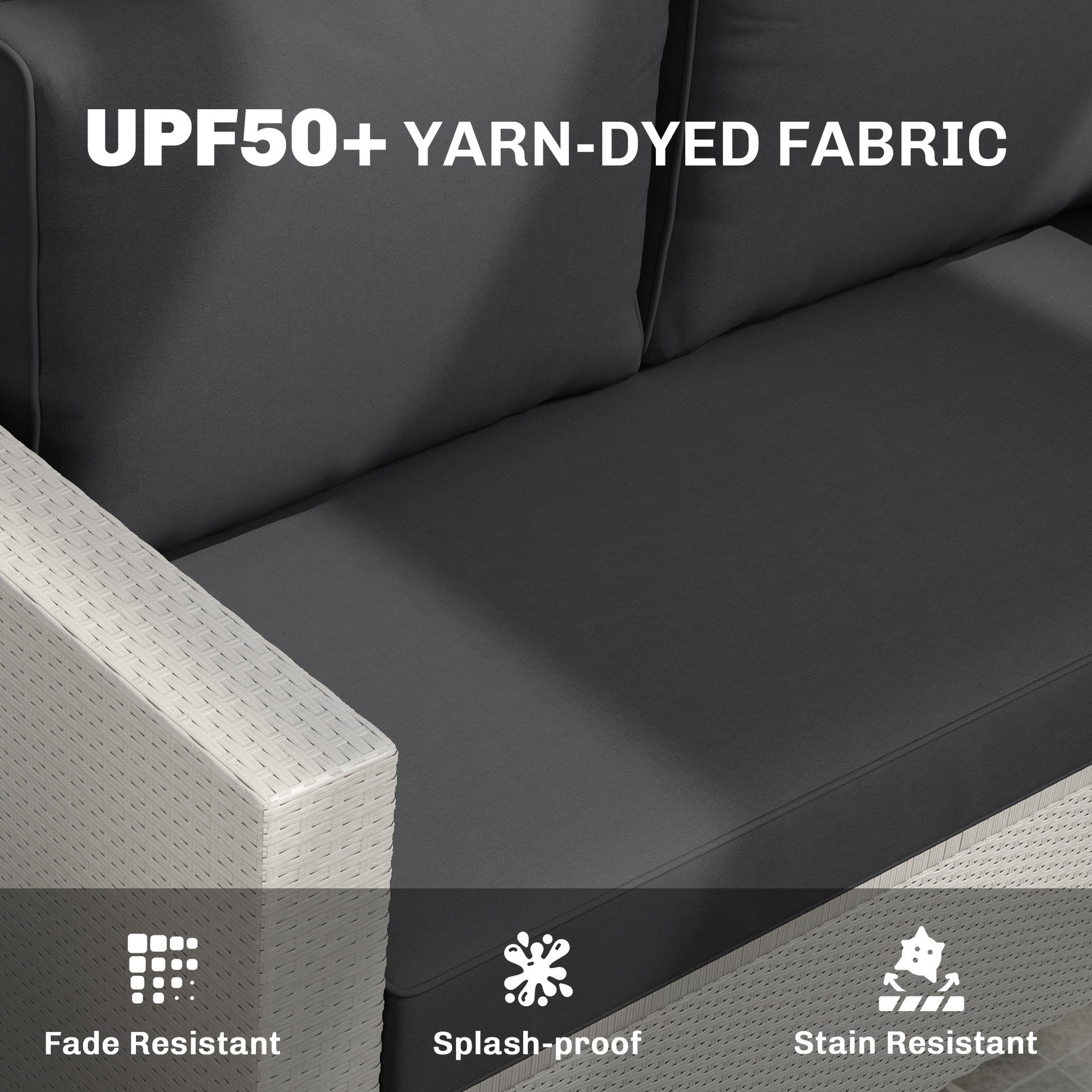 Outsunny 2 Seat Patio Furniture Cushions, Thick Outdoor Loveseat Cushion Set with Removable Cover, 46x26x5 in, Black