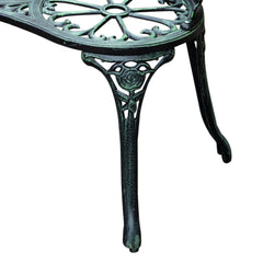 Outsunny Outdoor Bench, Cast Aluminum Outdoor Furniture, Metal Bench with Floral Rose Accent & Antique Finish, Green