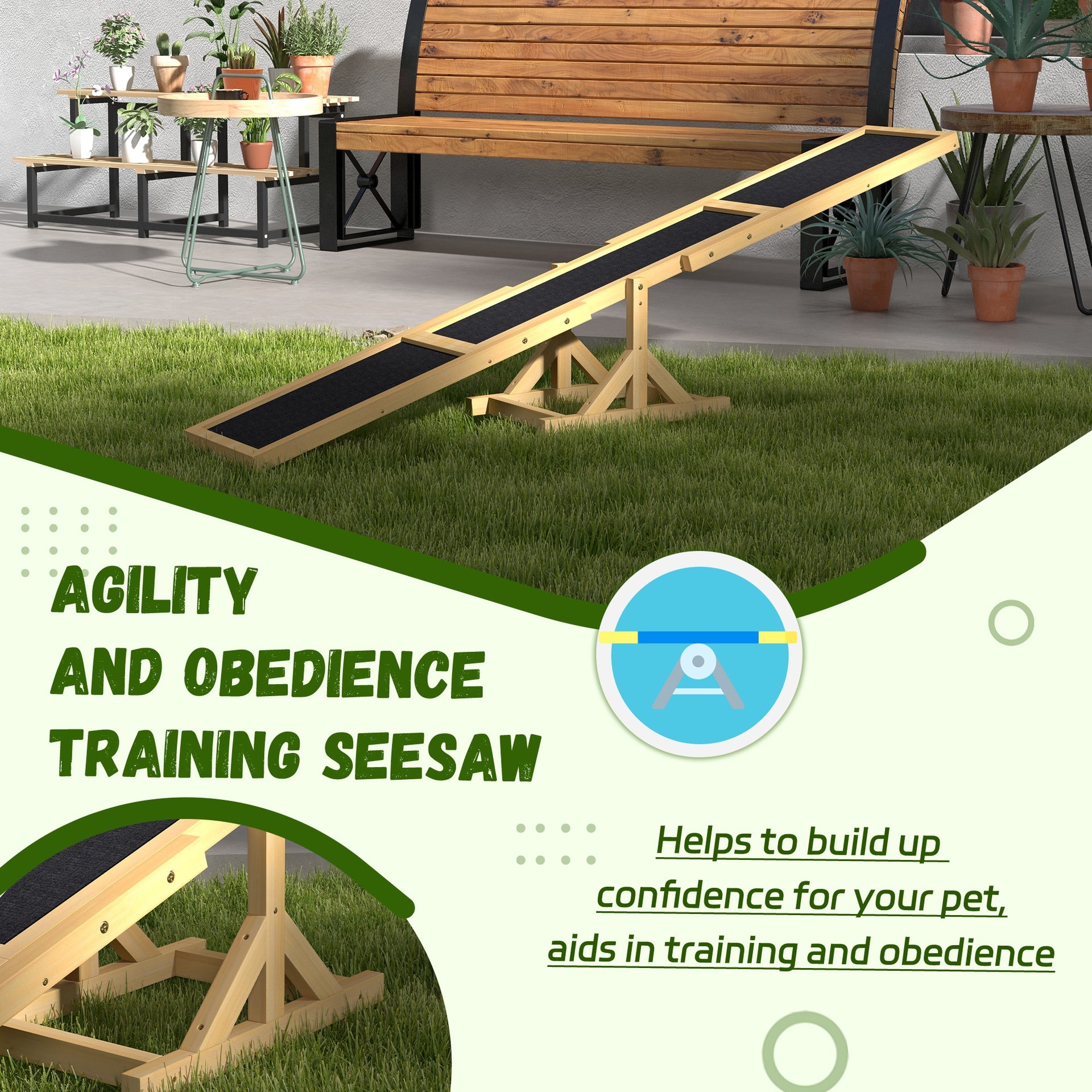 PawHut Wooden Dog Agility Seesaw for Training and Exercise, Yellow