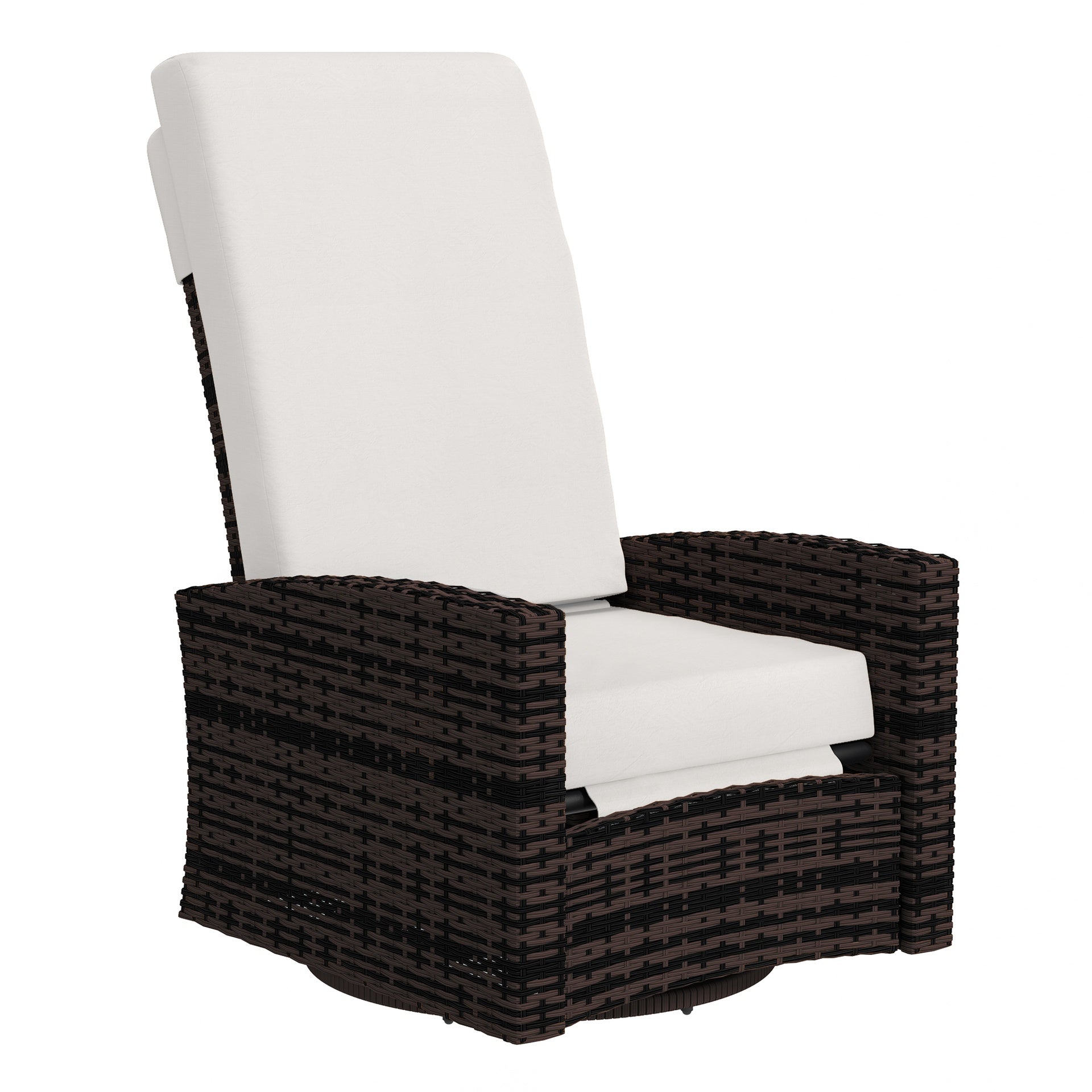 Outsunny Outdoor Wicker Swivel Recliner Chair, Lifting Footrest, 360° Rotating Basic, Water-resistant Cushions, Khaki