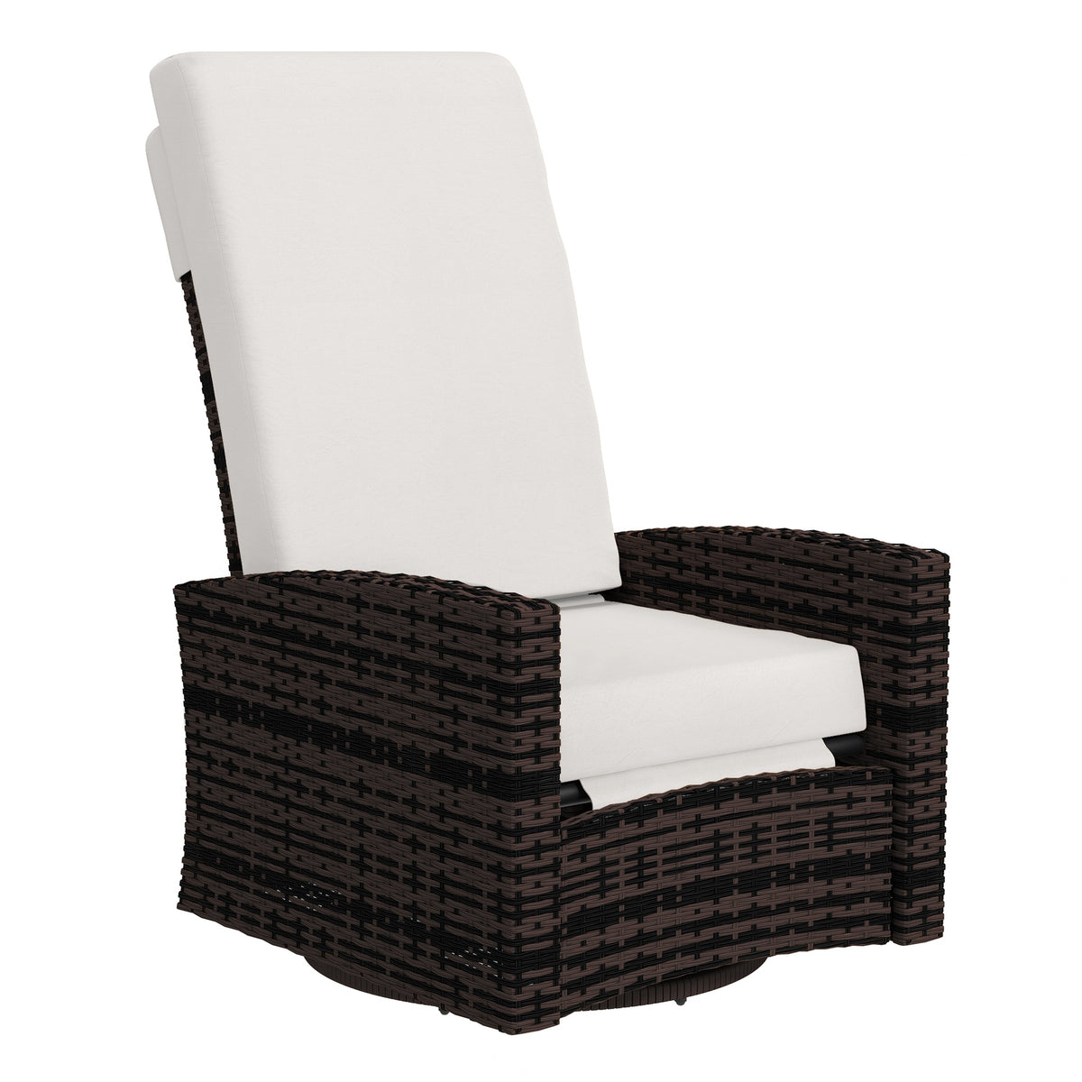 Outsunny Outdoor Wicker Swivel Recliner Chair, Lifting Footrest, 360° Rotating Basic, Water-resistant Cushions, Khaki