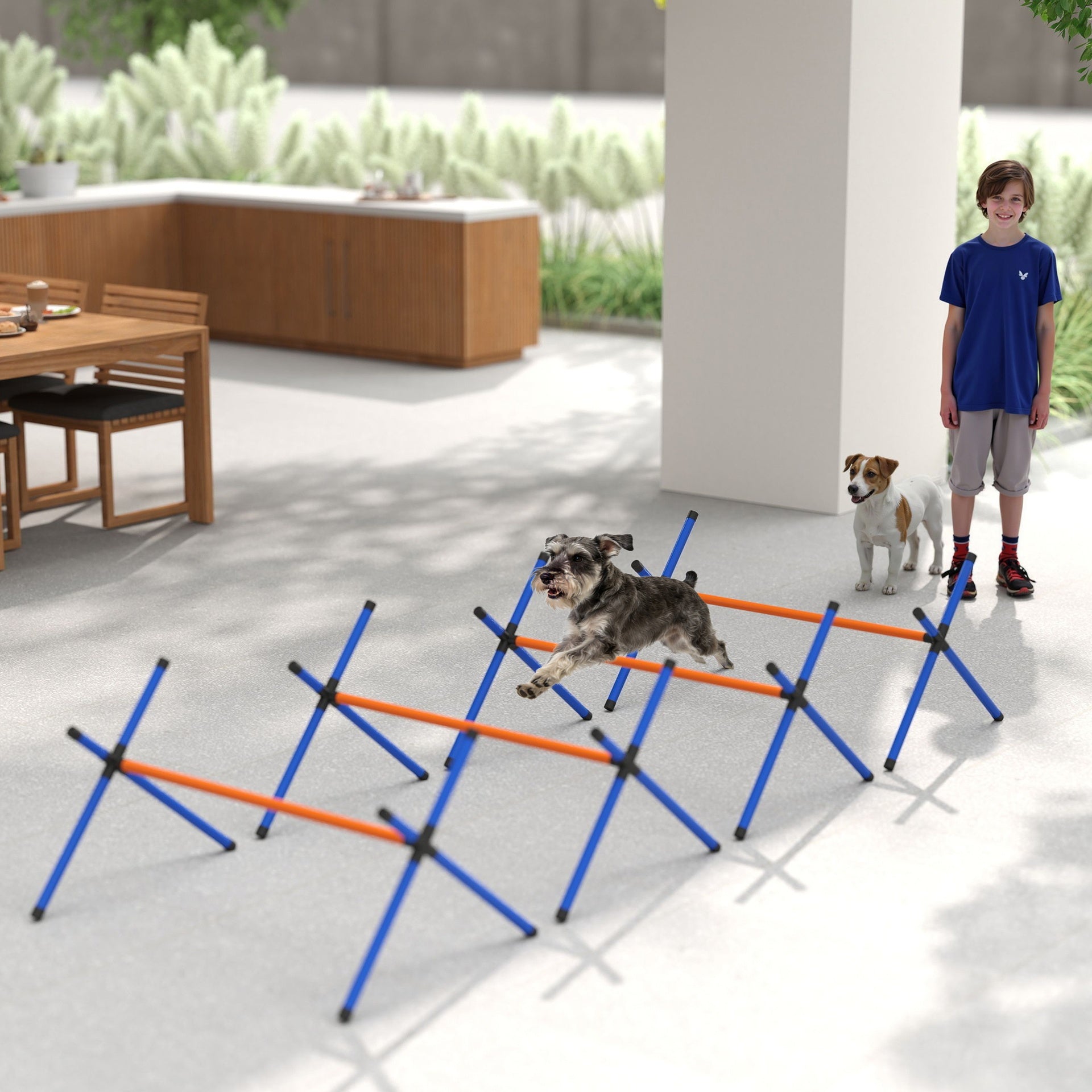 PawHut 4 Pieces Dog Agility Equipment, Dog Agility Course Backyard Set with Adjustable Height Jump Bars and Carry Bag